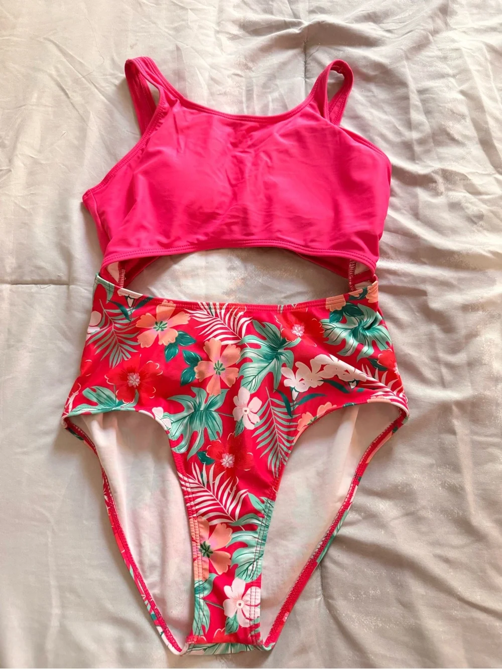 Girls' Pink Floral One-Piece Swimsuit